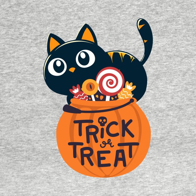 Cute Black Cat Lover Trick or Treat Funny Women Men Kids by AimArtStudio